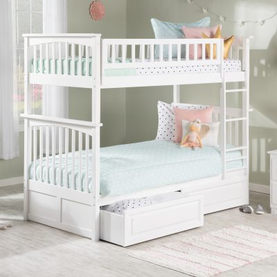 Columbia Ladder Bunk Bed with Raised Panel Storage Drawers