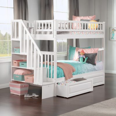 Woodland Staircase Bunk Bed with Raised Panel Storage Drawers