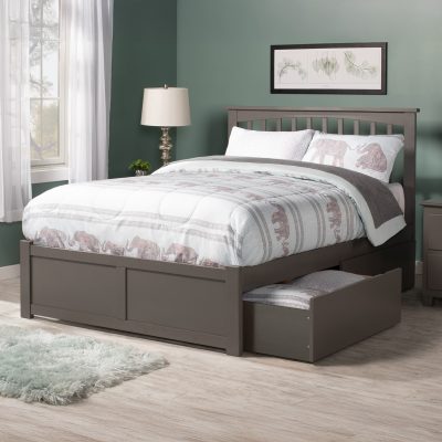 Mission Platform Bed with Footboard & Set of 2 Storage Drawers
