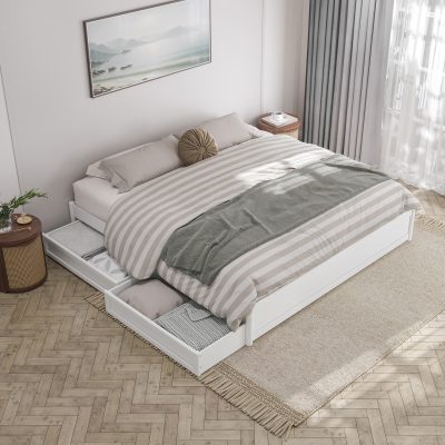Barcelona Panel Platform Bed with Set of 2 Storage Drawers