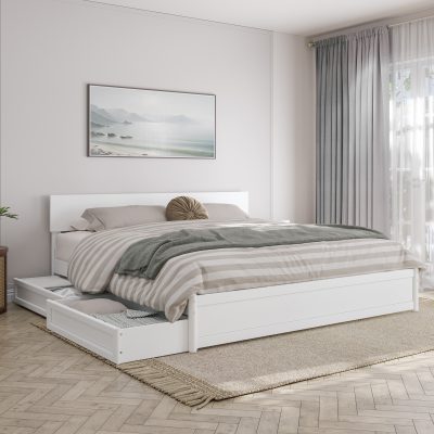 Wesley Platform Bed with Footboard & Set of 2 Storage Drawers