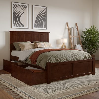 Nantucket Platform Bed with Footboard & Set of 2 Storage Drawers