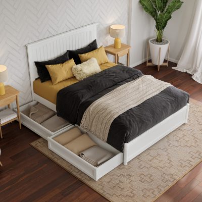 Malta Platform Bed with Footboard & Set of 2 Storage Drawers