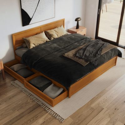Lylah Platform Bed with Footboard & Set of 2 Storage Drawers