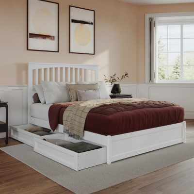Everett Platform Bed with Footboard & Set of 2 Storage Drawers