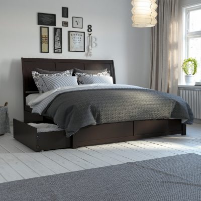 Portland Platform Bed with Footboard & Set of 2 Storage Drawers