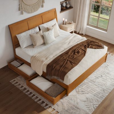 Andorra Platform Bed with Footboard & Set of 2 Storage Drawers