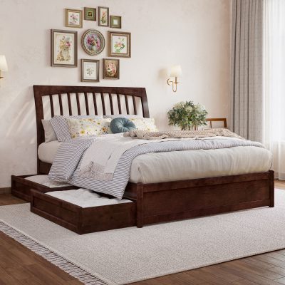 Roslyn Platform Bed with Footboard & Set of 2 Storage Drawers