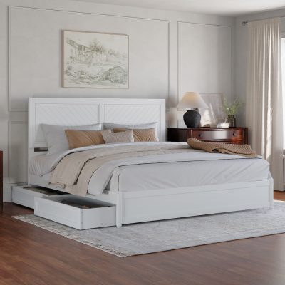 Clayton Platform Bed with Footboard & Set of 2 Storage Drawers