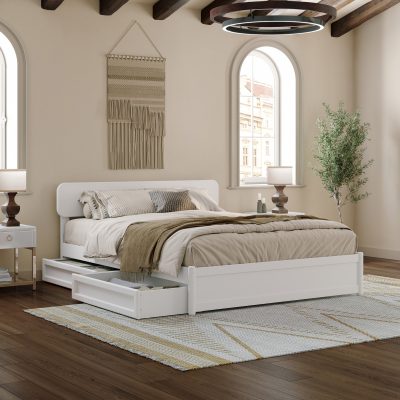 Capri Platform Bed with Footboard & Set of 2 Storage Drawers