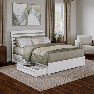Emelie Platform Bed with Footboard & Set of 2 Storage Drawers