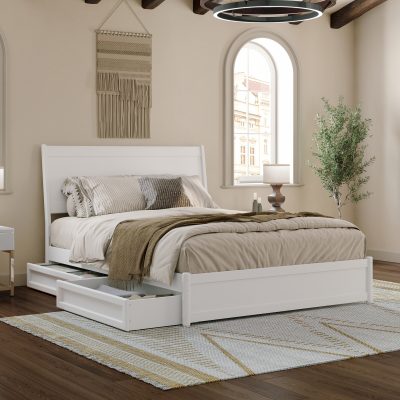 Casanova Platform Bed with Footboard & Set of 2 Storage Drawers