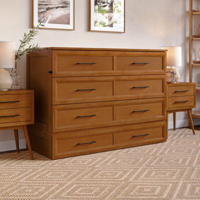 Tucson Murphy Bed Chest with 6" Mattress, Storage Drawer & Built-in Charger