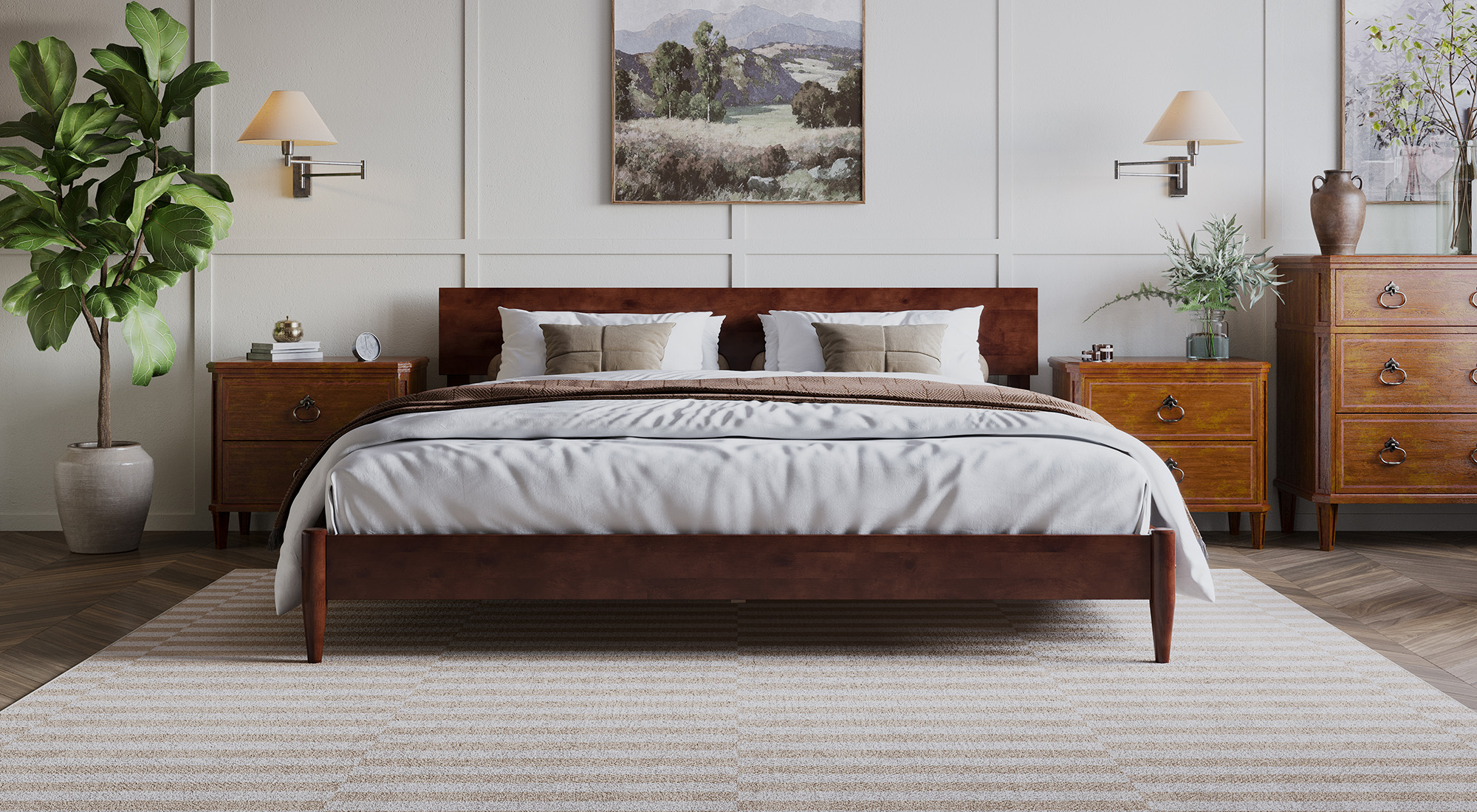 Aria Platform Bed Front Facing King Size in Walnut
